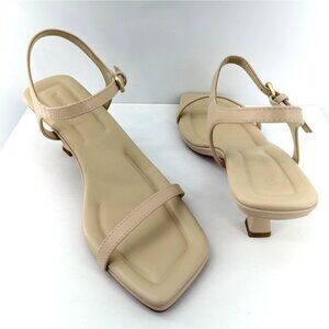 Vince Coco Yvory Leather Strappy Kitten Heel Sandals Square Toe Design Size 6